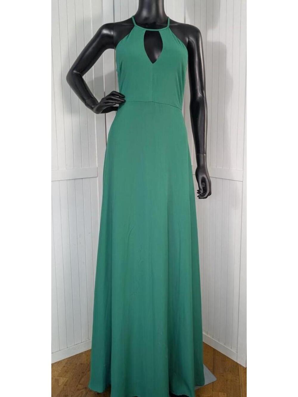 Lulus Green Maxi Dress Small Halter Keyhole Sleeveless Formal Evening S